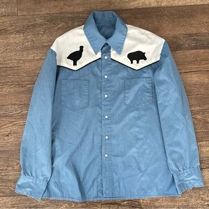 vintage 70s  WESTERN YOKE BIG COLLAR MEN'S BUTTON DOWN Cowboy SHIRT Large